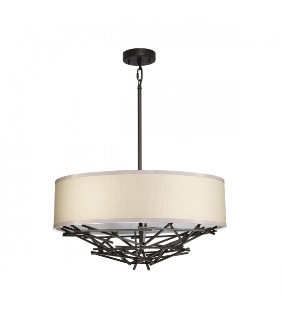 Taiko pendant light Steel, linen Aged bronze 4 bulbs 29.7cm