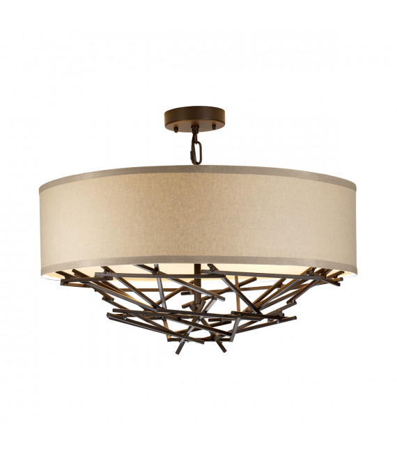 Lampada a sospensione Taiko Acciaio, lino Bronzo invecchiato 4 lampadine 29,7 cm