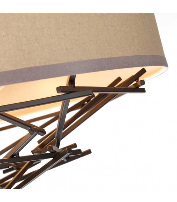 Lampada a sospensione Taiko Acciaio, lino Bronzo invecchiato 4 lampadine 29,7 cm