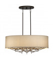 Taiko Lin pendant, aged bronze steel, 5 bulbs, 40.6 cm