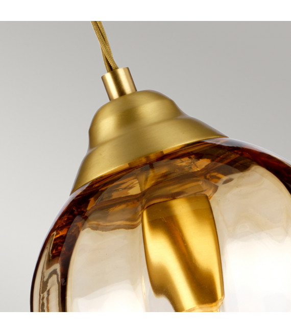 Suspension Tiber Acier,verre optique torsadé Laiton brossé 1 ampoule 23,7cm