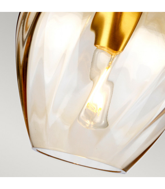 Pendant Tiber Steel, twisted optical glass Brushed brass 1 bulb 23.7cm