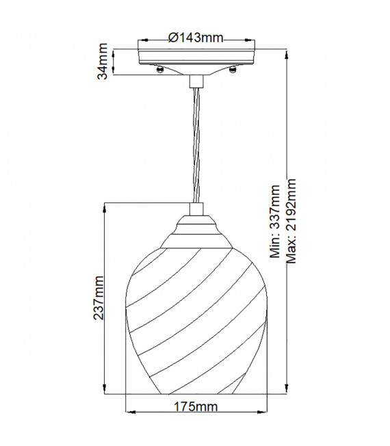 Tiber pendant lamp Steel, twisted optical glass Polished nickel 1 bulb 23.7cm