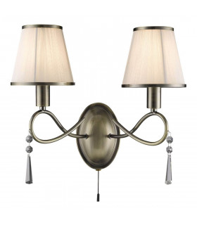 Lampada da parete Simplicity, in ottone anticato e vetro con 2 tonalità crema