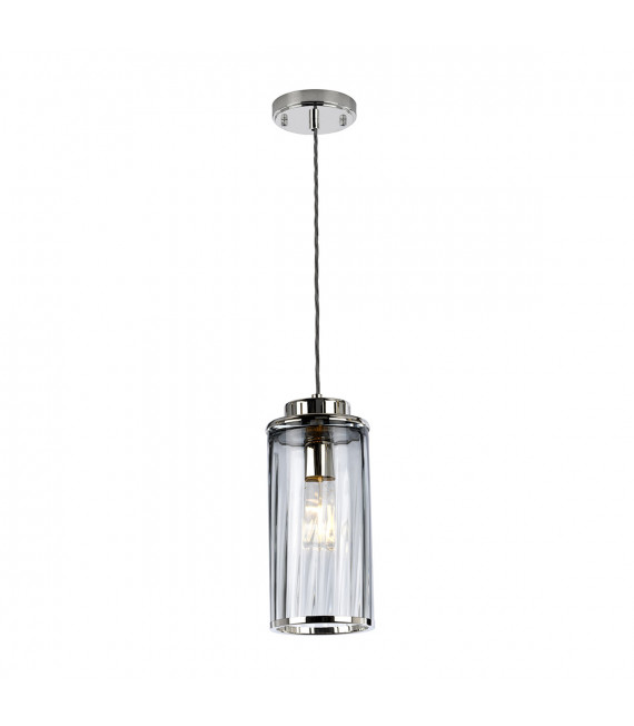 Lámpara colgante de diseño Reno Verre, acero níquel pulido 1 bombilla 34,8cm