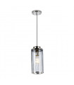 Suspension design Reno Verre,acier Nickel poli 1 ampoule 34,8cm