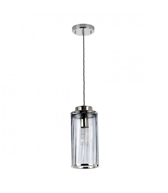 Design pendant light Reno Verre, polished nickel steel 1 bulb 34.8cm