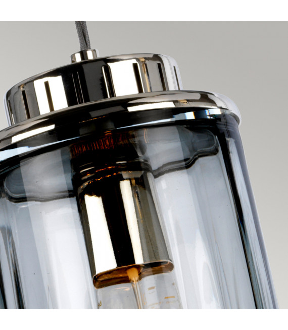 Suspension design Reno Verre,acier Nickel poli 1 ampoule 34,8cm