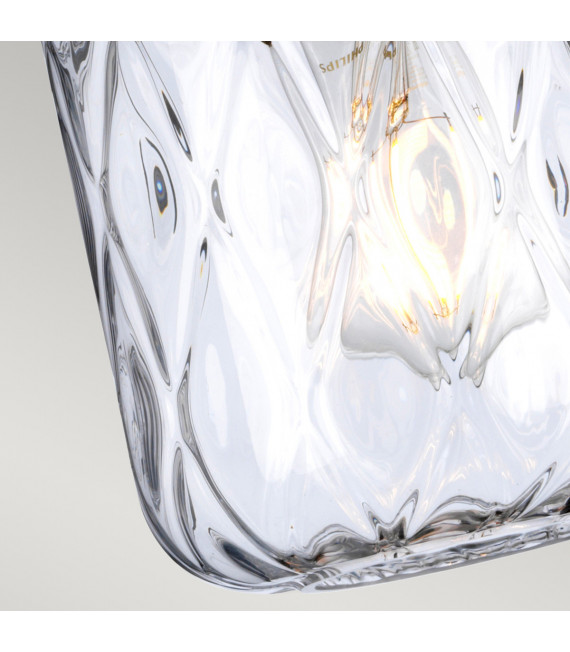 Designer-Pendelleuchte Sola Steel, transparent Serie Kopfglas Nickel poliert 1-flammig 26,8cm