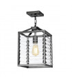 Suspension lanterne Louvre Verre transparent,acier Bronze 1 ampoule 38,6cm