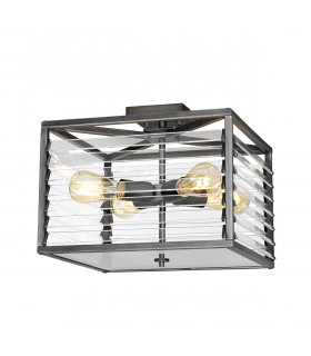 Plafoniera Louvre Acciaio, vetro bronzo 4 lampadine 31,4 cm
