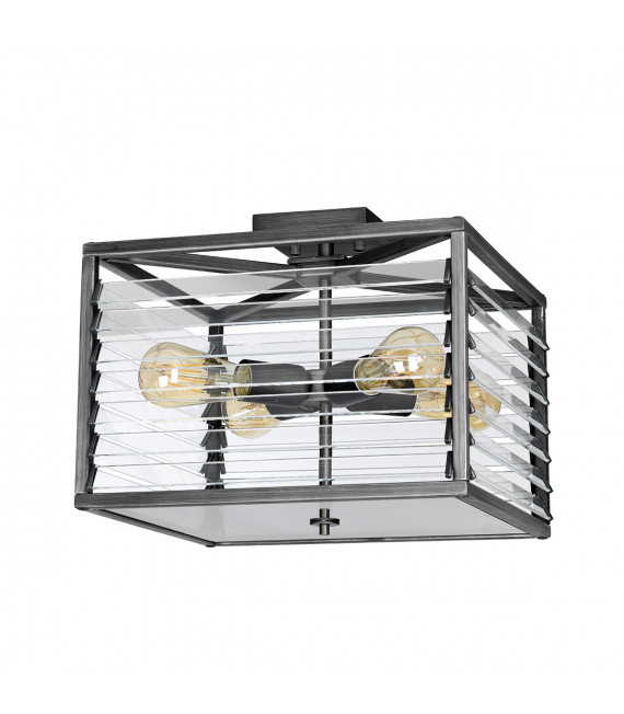 Plafoniera Louvre Acciaio, vetro bronzo 4 lampadine 31,4 cm