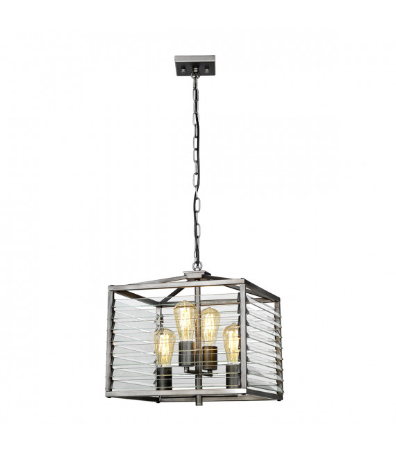 Suspension lanterne Louvre Acier,verre Bronze 4 ampoules 40,7cm