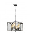 Louvre steel, bronze glass 6-bulb 40.2cm lantern pendant light