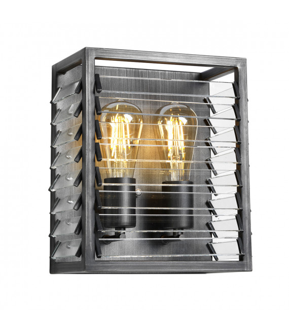 Louvre wall light Steel, Bronze glass 2 bulbs 28.8cm