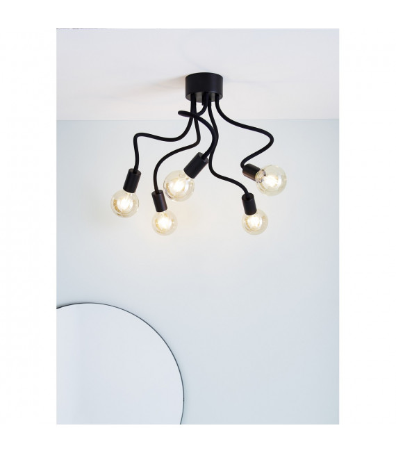 Plafonnier Medusa Métal Noir 5 ampoules 21cm