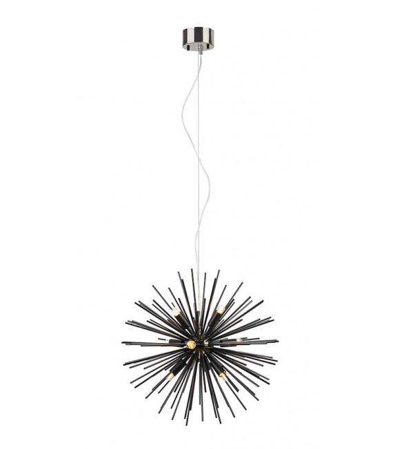 Sun pendant lamp Black metal 9 bulbs 190cm