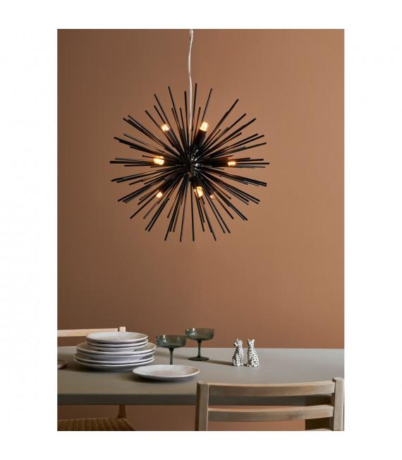 Lampada a sospensione Sun Metallo nero 9 lampadine 190cm