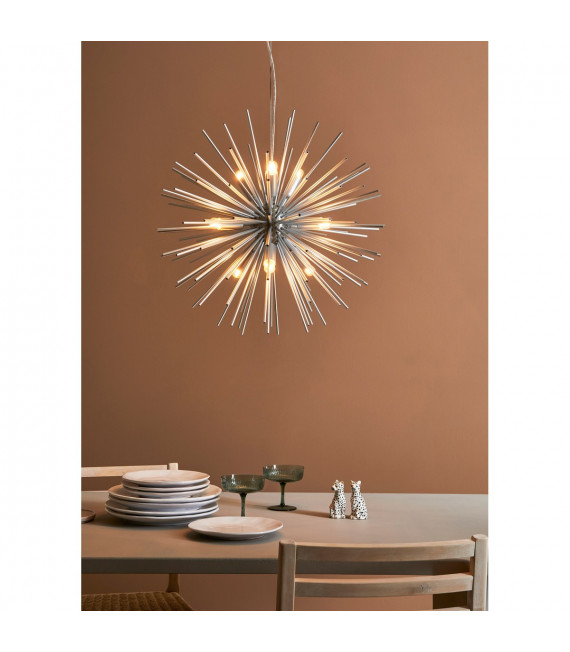 Silberne Metall Sun Pendelleuchte 9 Glühbirnen 190cm