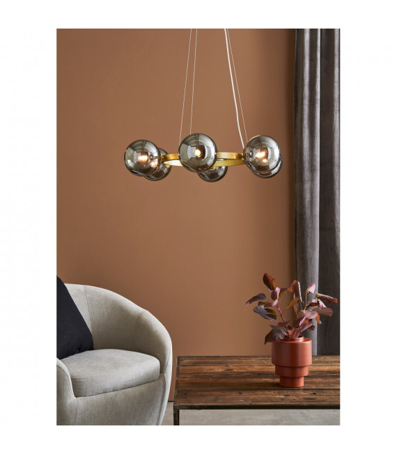 Suspension Circle Métal Or 6 ampoules 15cm
