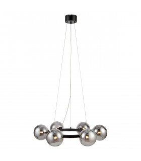 Pendant Circle Black Metal 6 bulbs 15cm