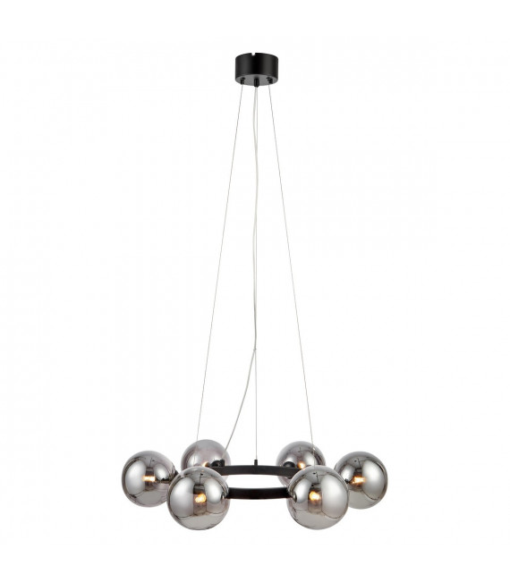 Ciondolo Cerchio Metallo Nero 6 lampadine 15cm