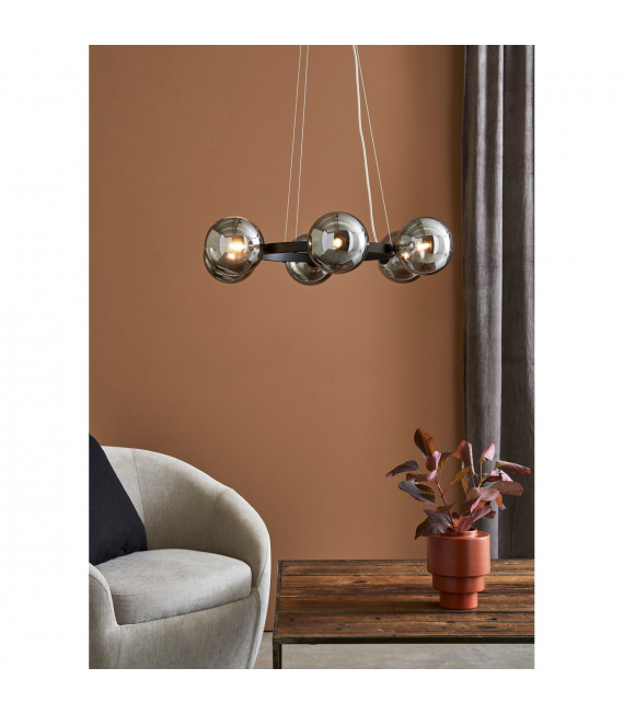 Ciondolo Cerchio Metallo Nero 6 lampadine 15cm