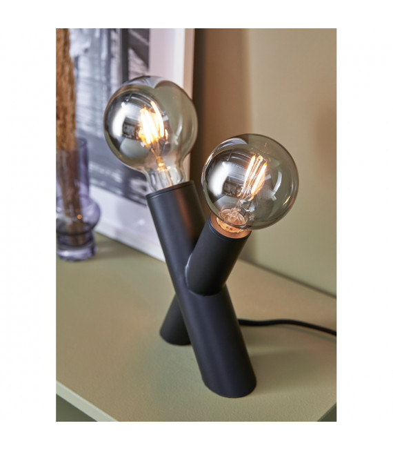 Tischlampe Simul Metal Schwarz 2 Glühbirnen 18cm