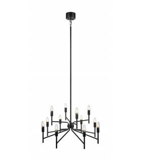 Regent Black Metal Pendelleuchte 12 Glühbirnen 155cm