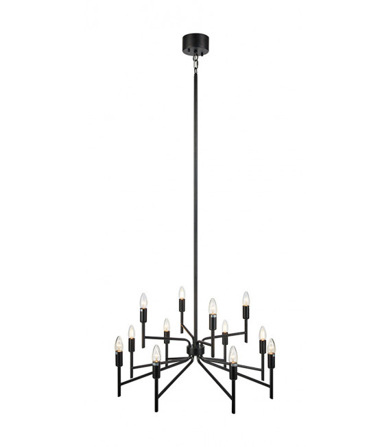 Regent Black Metal Pendelleuchte 12 Glühbirnen 155cm