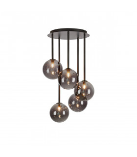 Universe Pendelleuchte Schwarzes Metall 5 Glühbirnen 68cm