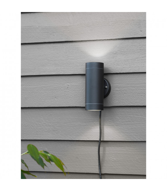 Aplique Jardín Aluminio Negro 2 bombillas 15cm
