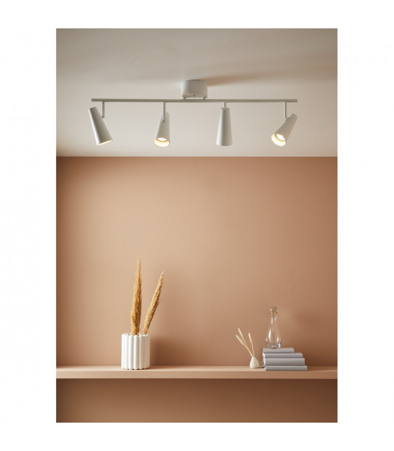 Barra faretto Crest Metallo bianco 4 lampadine 24cm
