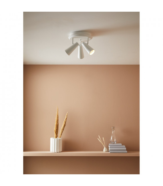 Plafonnier Spot Crest Métal blanc 3 ampoules 20cm