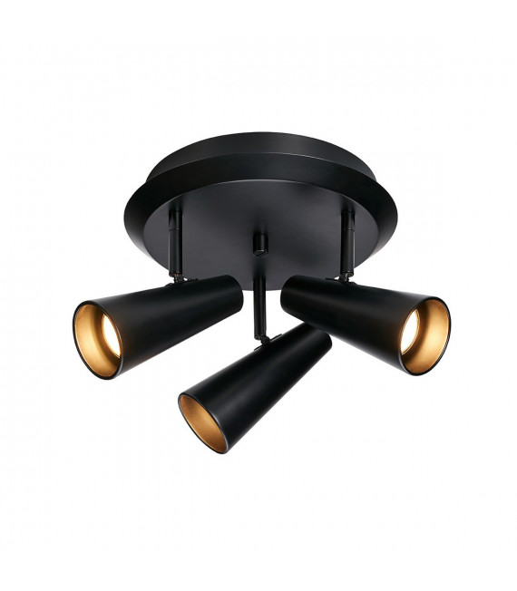 Lampada da soffitto Spot Crest Black Metal 3 lampadine 20cm