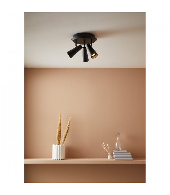 Lampada da soffitto Spot Crest Black Metal 3 lampadine 20cm