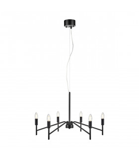 Suspension Monarch Métal Noir 6 ampoules 43cm