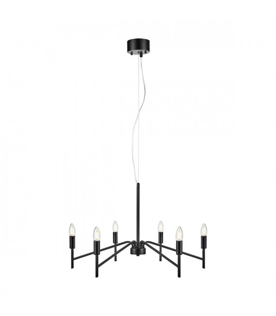 Monarch Black Metal pendant light 6 bulbs 43cm