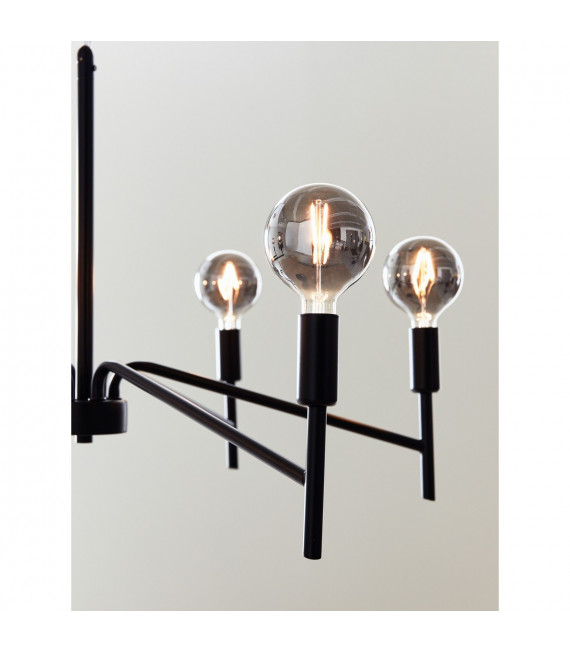 Suspension Monarch Métal Noir 6 ampoules 43cm