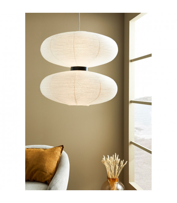 Dual white plastic ceiling light 2 bulbs 58cm
