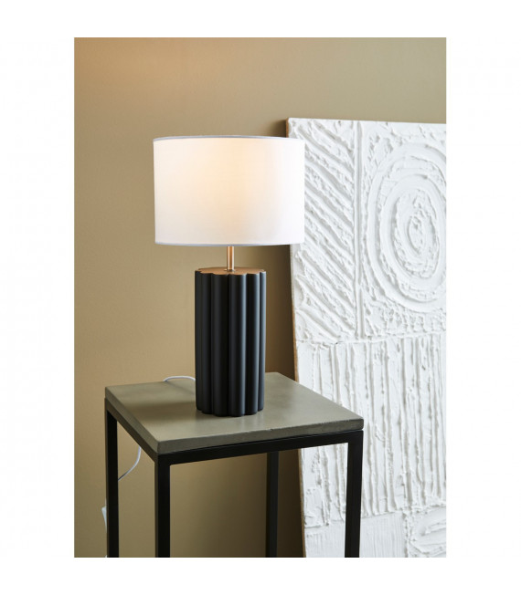 Sobremesa Columna Cerámica Negra 1 bombilla 44cm