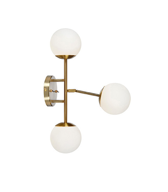 Trinity Aplique de metal latón 3 bombillas 60cm