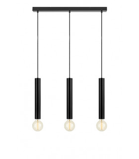 Sencillo Lampada a sospensione in metallo nero 3 lampadine 35,5 cm