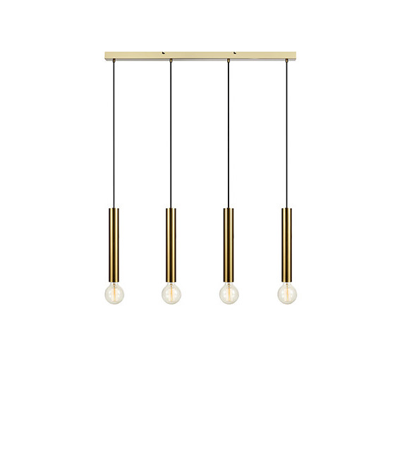 Sencillo Metal Latón Colgante 4 bombillas 35cm