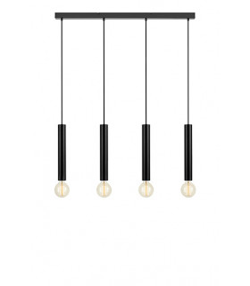 Sencillo Lámpara de techo de metal negro 4 bombillas 35,5cm