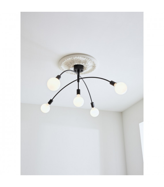 Plafoniera Crux Black Metal 5 lampadine 40cm