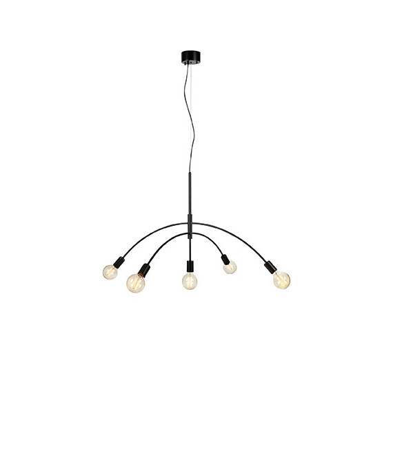 Crux Black Metal Colgante 5 bombillas 58cm