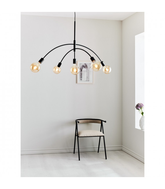 Crux Black Metal Colgante 5 bombillas 58cm