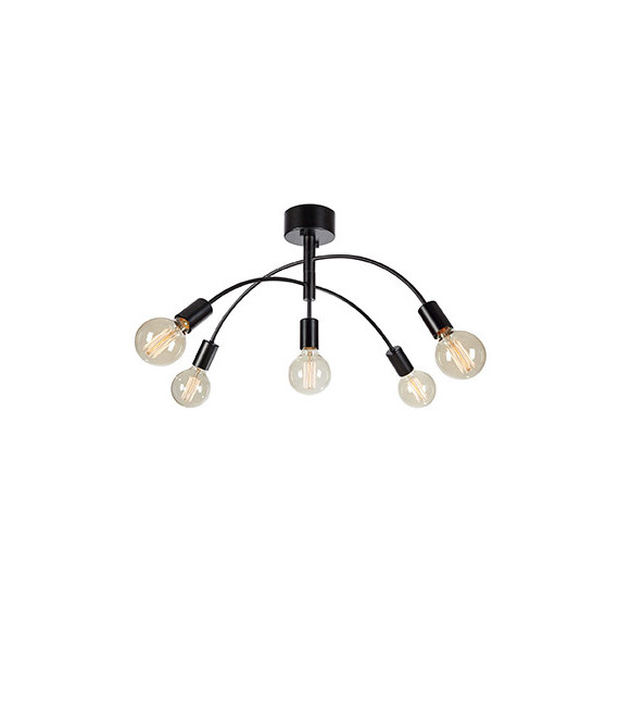 Plafonnier Cygnus Métal Noir 5 ampoules 34cm