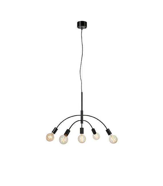 Suspension Cygnus Métal Noir 5 ampoules 51cm